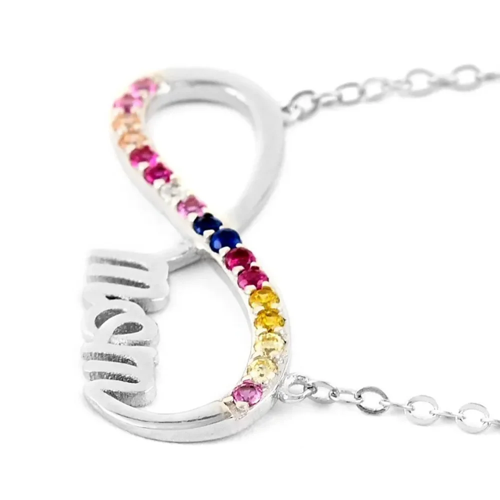 Infinity Mom Necklace 16-18 Inches in Sterling Silver